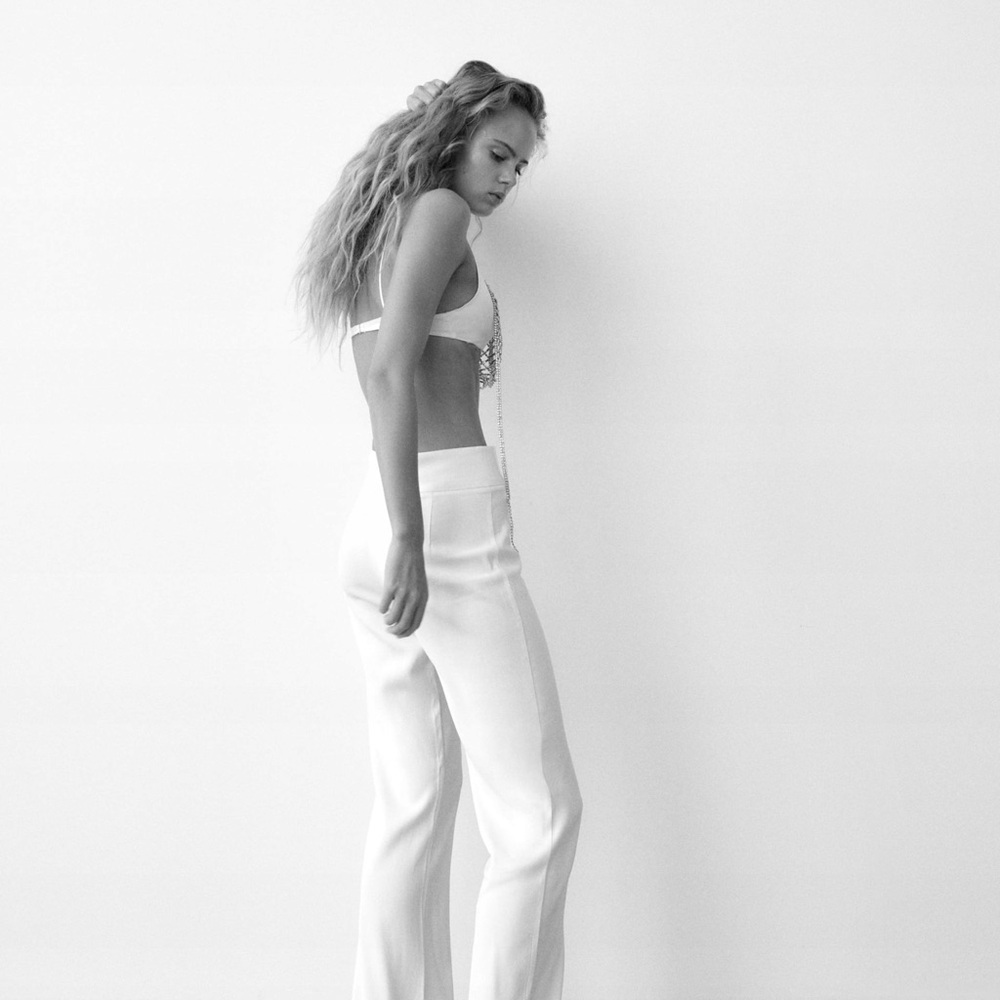 Zara High-Waisted White Wide Leg Flared Pants
